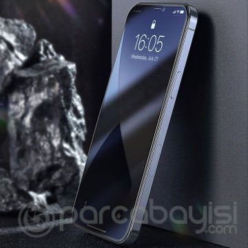 Baseus İPhone 12 mini Ekran Koruyucu 0,23mm Anti Spy Çerçeveli Tempered Cam Ekran Koruyucu 2 Adet Se