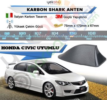 Honda Civic Sdn Karbon Shark Anten Köpek Balığı Anten Elektrikli İtalyan Tasarım