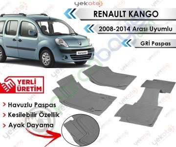 Renault Kango 2008-2014 Arası Uyumlu Havuzlu Kesilebilir Gri Paspas