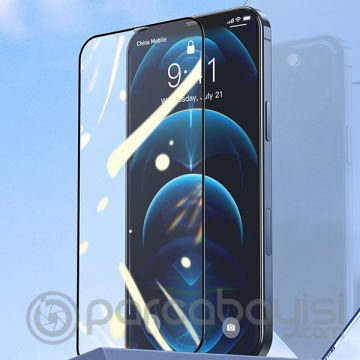 Baseus İPhone 12-12 Pro 6.1 Ekran Koruyucu 0.3MM Full Anti Blue Light Tempered Cam Ekran Koruyucu 2A