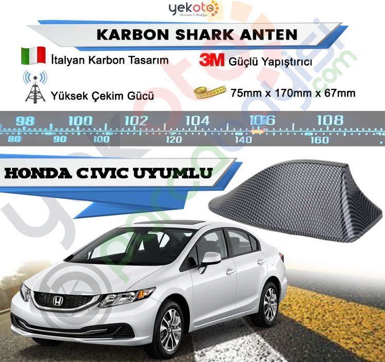 Honda Civic Karbon Shark Anten Köpek Balığı Anten Elektrikli İtalyan Tasarım