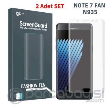 Gor Galaxy Note 7 Fan 3D Kavisli Darbe Emici Full Ekran Koruyucu 2 Adet Set