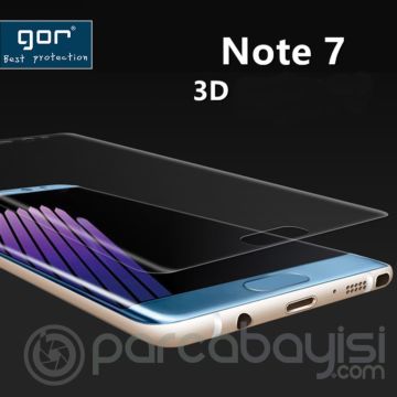 Gor Galaxy Note 7 Fan 3D Kavisli Darbe Emici Full Ekran Koruyucu 2 Adet Set