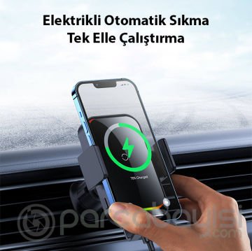 Baseus Halo Electric Wireless 15W Araç Havalandırma Bölmesi Kablosuz Şarjlı Telefon Tutucu