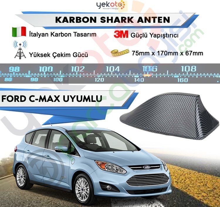 Ford C-Max Karbon Shark Anten Köpek Balığı Anten Elektrikli İtalyan Tasarım