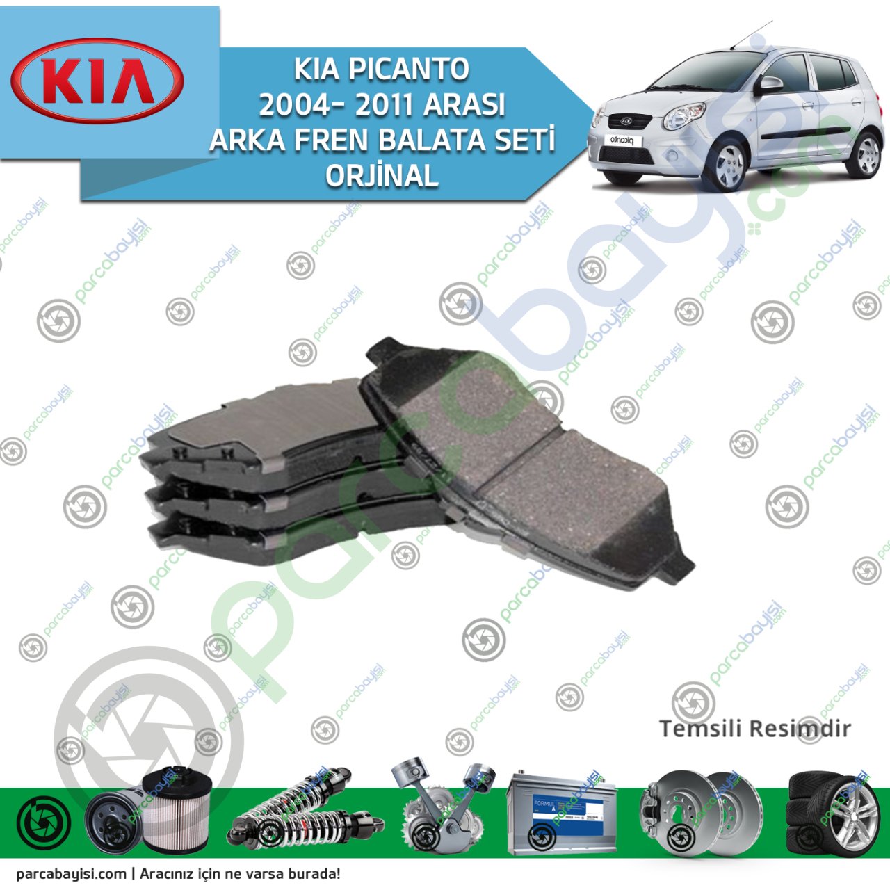 Kia Picanto Arka Fren Balata Seti Orjinal | 5830207A10