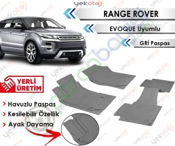 Range Rover Evoque Uyumlu Havuzlu Kesilebilir Gri Paspas
