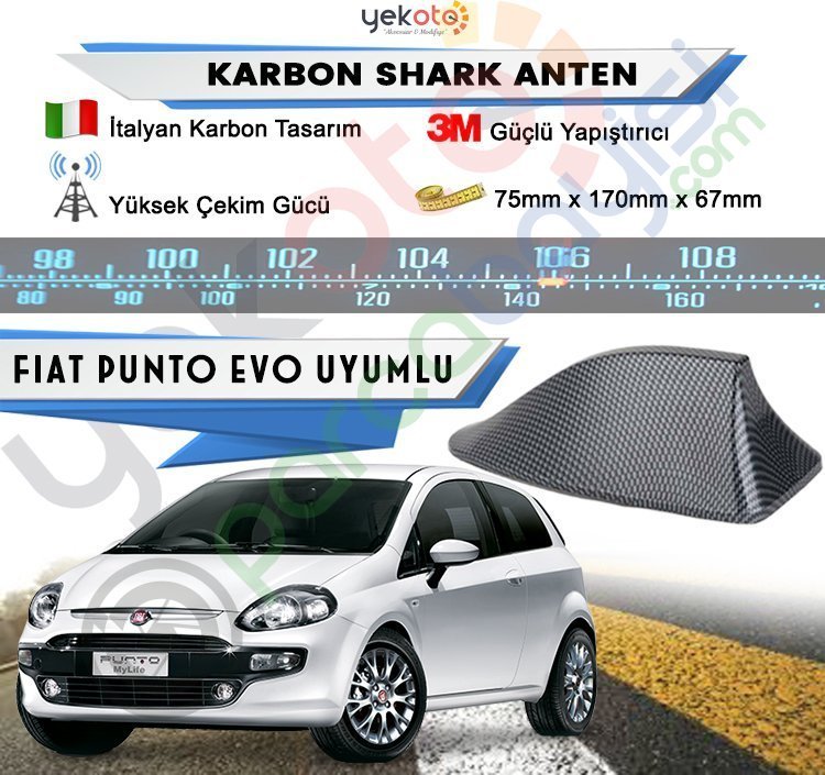 Fiat Punto Evo Karbon Shark Anten Köpek Balığı Anten Elektrikli İtalyan Tasarım