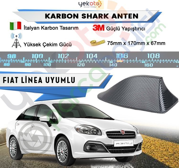 Fiat Linea Karbon Shark Anten Köpek Balığı Anten Elektrikli İtalyan Tasarım