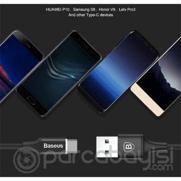 Baseus Led Işıklı Usb Type C Rapid Seris Usb Şarj  Kablosu