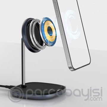 Baseus Swan Manyetik Masaüstü Kablosuz Wireless Şarj 15W İPhone 14-13-12