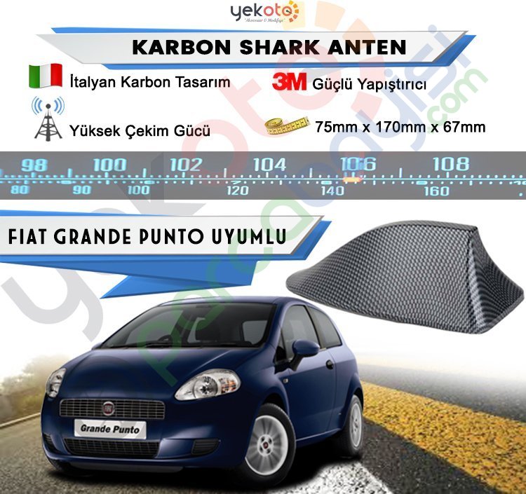 Fiat Grande Punto Karbon Shark Anten Köpek Balığı Anten Elektrikli İtalyan Tasarım
