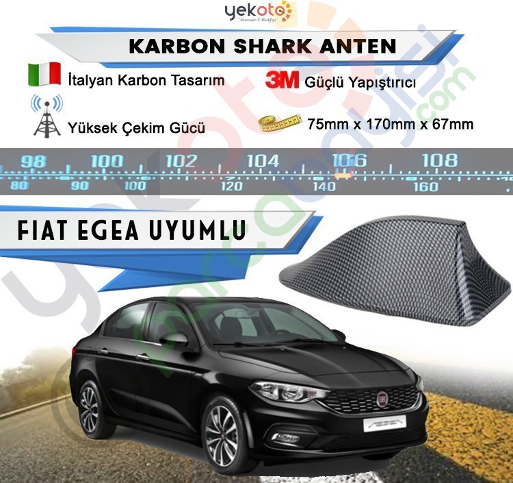 Fiat Egea Karbon Shark Anten Köpek Balığı Anten Elektrikli İtalyan Tasarım