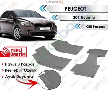Peugeot 301 Uyumlu Havuzlu Kesilebilir Gri Paspas