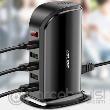 USLİON 5 Port USB Şarj Aleti Masaüstü Şarj İstasyonu 5V 4A
