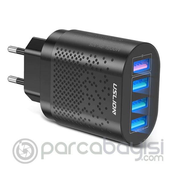 USLİON 4 Port 48W QC 3.0 Hızlı Şarj Usb Şarj Başlık Adaptör