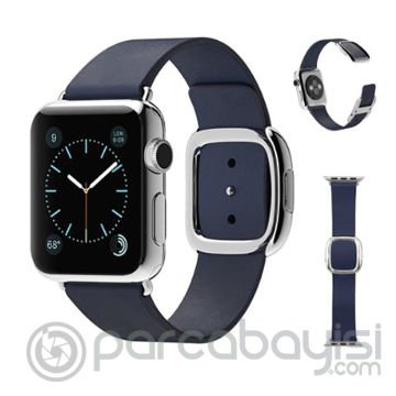 Ally Apple Watch 7-8 45mm 6-5-4 44mm Deri Kordon Kayış Modern Toka 3-2-1 42mm