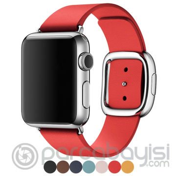 Ally Apple Watch 7-8 45mm 6-5-4 44mm Deri Kordon Kayış Modern Toka 3-2-1 42mm