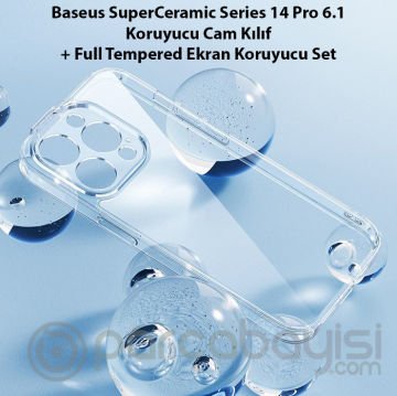 Baseus SuperCeramic Series iPhone 14 Pro 6.1 Koruyucu Cam Kılıf + Full Tempered Ekran Koruyucu Set