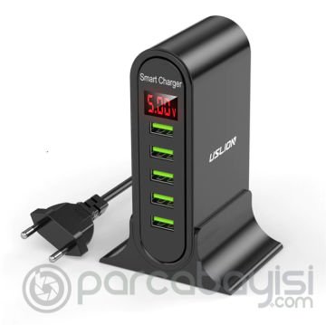 USLİON 5 Çoklu Port USB Şarj Aleti Masaüstü Şarj İstasyonu 5V 4A