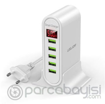 USLİON 5 Çoklu Port USB Şarj Aleti Masaüstü Şarj İstasyonu 5V 4A