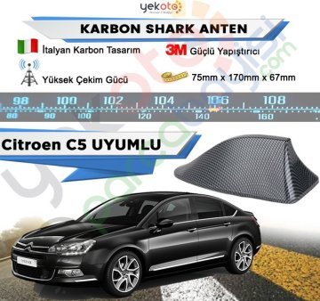 Citroen C5 Karbon Shark Anten Köpek Balığı Anten Elektrikli İtalyan Tasarım