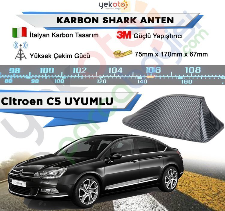 Citroen C5 Karbon Shark Anten Köpek Balığı Anten Elektrikli İtalyan Tasarım