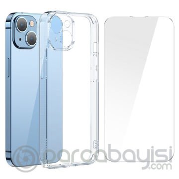 Baseus SuperCeramic Series iPhone 14 6.1 Koruyucu Cam Kılıf + Full Tempered Ekran Koruyucu Set