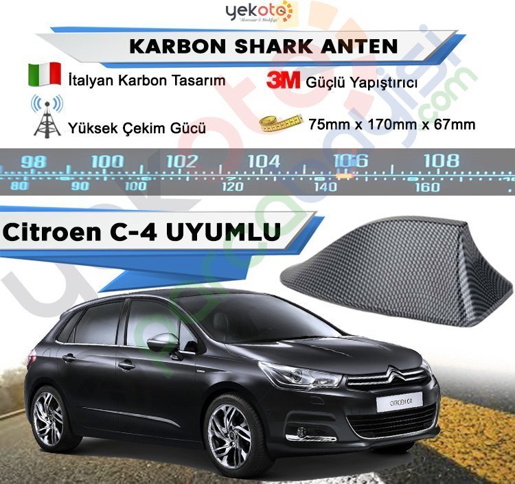 Citroen C4 Karbon Shark Anten Köpek Balığı Anten Elektrikli İtalyan Tasarım