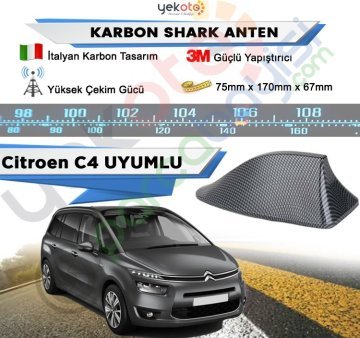 Citroen C4 Picasso Karbon Shark Anten Köpek Balığı Anten Elektrikli İtalyan Tasarım