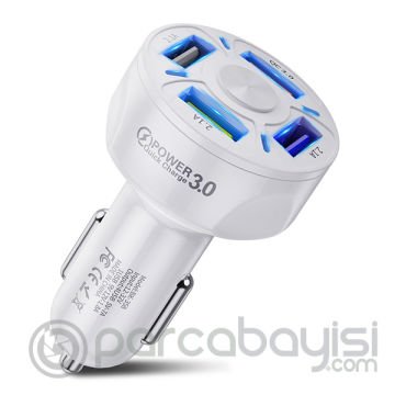USLİON QC3.0 4- Port Çıkışlı Çoklu Usb Araç Şarjı Şarj Aleti