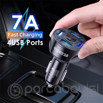 USLİON QC3.0 4- Port Çıkışlı Çoklu Usb Araç Şarjı Şarj Aleti