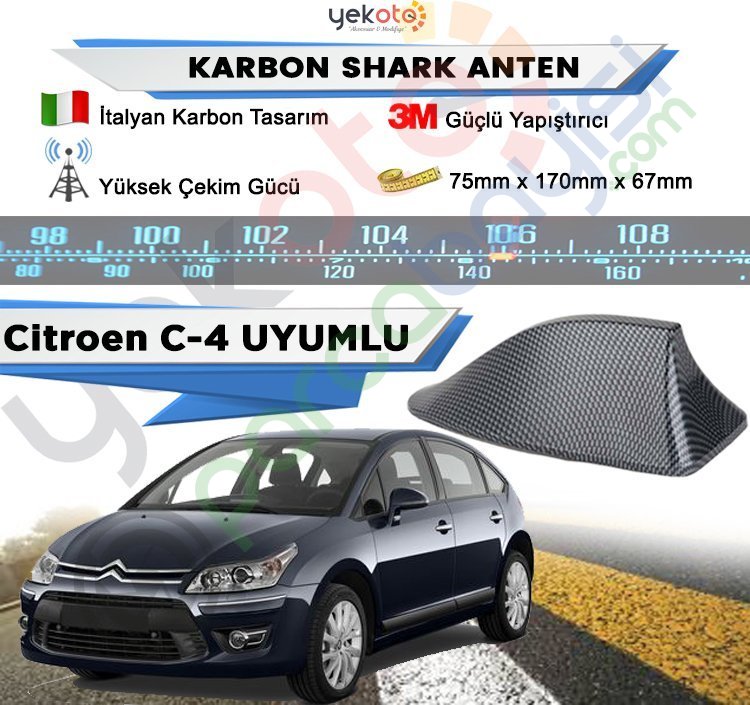 Citroen C4 Karbon Shark Anten Köpek Balığı Anten Elektrikli İtalyan Tasarım