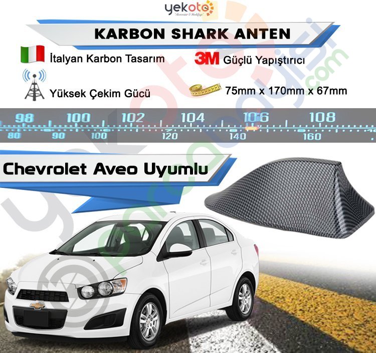 Chevrolet Aveo Karbon Shark Anten Köpek Balığı Anten Elektrikli İtalyan Tasarım