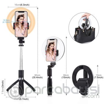PULUZ 6.3 inch 16cm Ring LED Canlı Yayın Bluetooth Tripod Vlogging Selfie Light