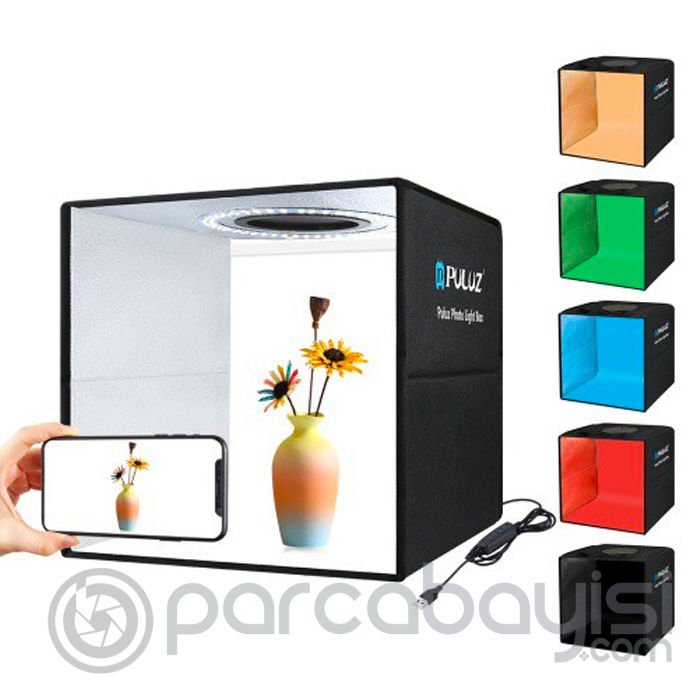 PULUZ Profesyonel 30 X 30CM LED Işıklı Ürün Fotoğraf Çekim Çadırı Katlanabilir Portatif