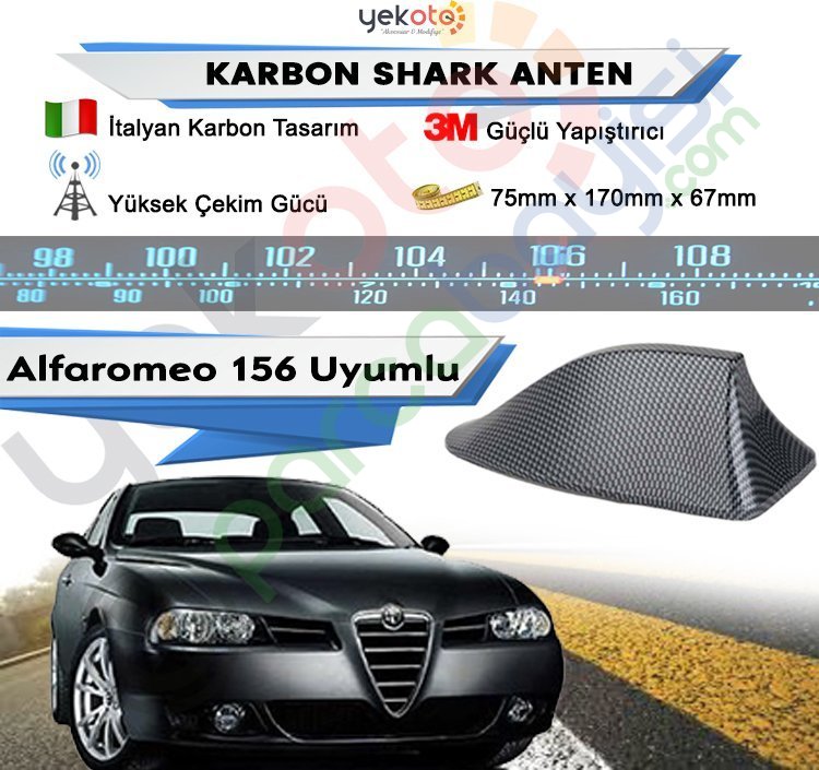 Alfa Romeo 156 Uyumlu Karbon Shark Anten Köpek Balığı Anten Elektrikli İtalyan Tasarım