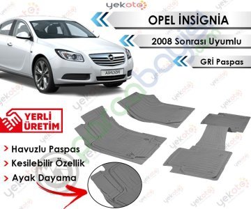 Opel İnsignia 2008 Sonrası Uyumlu Havuzlu Kesilebilir Gri Paspas