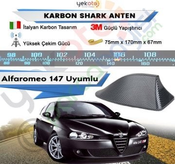 Alfa Romeo 147 Uyumlu Karbon Shark Anten Köpek Balığı Anten Elektrikli İtalyan Tasarım