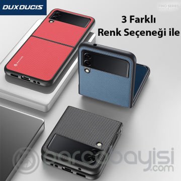 Dux Ducis Fino Serisi Samsung Galaxy Z Flip4 5G Kılıf Premium Dokuma Silikon Kılıf