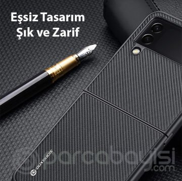 Dux Ducis Fino Serisi Samsung Galaxy Z Flip4 5G Kılıf Premium Dokuma Silikon Kılıf