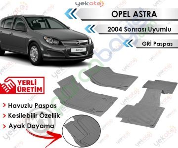 Opel Astra 2004 Sonrası Uyumlu Havuzlu Kesilebilir Gri Paspas