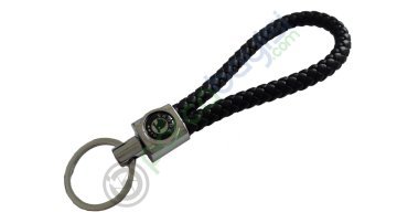 Skoda Deri Örgülü Metal Anahtarlık