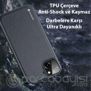 Dux Ducis Fino Serisi iPhone 14 6.1 inç Kılıf Premium Dokuma Silikon Kılıf