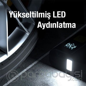 ALLY ST-9620B Dijital Led Işıklı Taşınabilir Şarjlı Araç Lastik Hava Şişirme Pompası