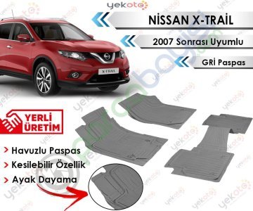 Nissan X-Trail 2007 Sonrası Uyumlu Havuzlu Kesilebilir Gri Paspas