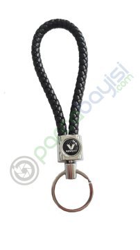 Renault Deri Örgülü Metal Anahtarlık