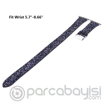 Ally Apple Watch 7-8 45mm 6-5-4 44mm Çift Tur Deri Sim İşlemeli Kordon 3-2-1 42mm