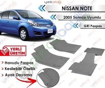 Nissan Note 2005 Sonrası Uyumlu Havuzlu Kesilebilir Gri Paspas