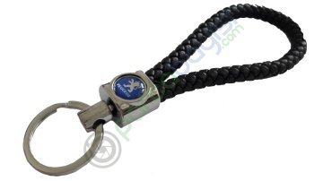 Peugeot Deri Örgülü Metal Anahtarlık